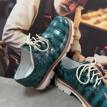 UNITYPUREMAX™ Authentic Crocodile Skin Men's Derby Dress Shoes - Hand-Painted Green 5