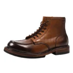 Men's Handmade Genuine Leather Motorcycle Ankle Boots | Retro Moc-Toe Lace-Up | UNITYPUREMAX™ 6