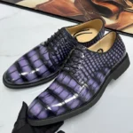 UNITYPUREMAX™ Authentic Crocodile Skin Men's Oxford Dress Shoes - Hand-Painted Chic Purple 4