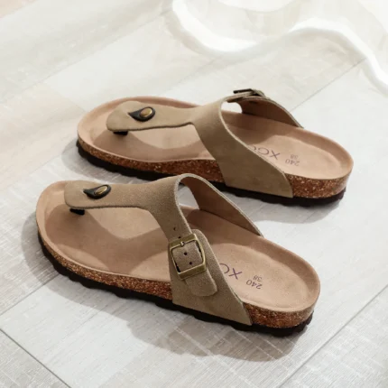 CorkEase™ Women’s Leather Summer Cork Sandals – Outdoor Pull-On Flip Flop Slippers for Beach & Everyday Wear 2