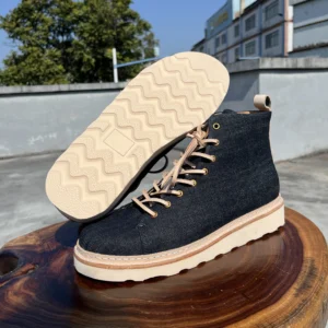 UNITYPUREMAX™ Super Quality Handmade Goodyear Welted Boots - Italian Veg-Tanned Leather Raw Denim 1