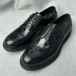 UNITYPUREMAX™ Classical Genuine Crocodile Skin Men's Derby Brogue Dress Shoes - Black 2