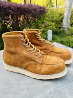 Men's Handmade Cow Suede Moc-Toe Work Boots | Platform Rubber Sole | UNITYPUREMAX™ 6