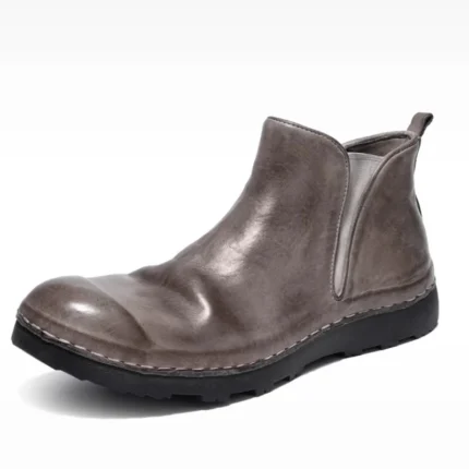 Pure Hand-Sewn Washed Men's Horseskin Chelsea Boots – British Retro Goodyear Thick Soled Short Boots