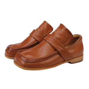 UNITYPUREMAX™ Genuine Leather British Style Square Toe Women's Loafers 1