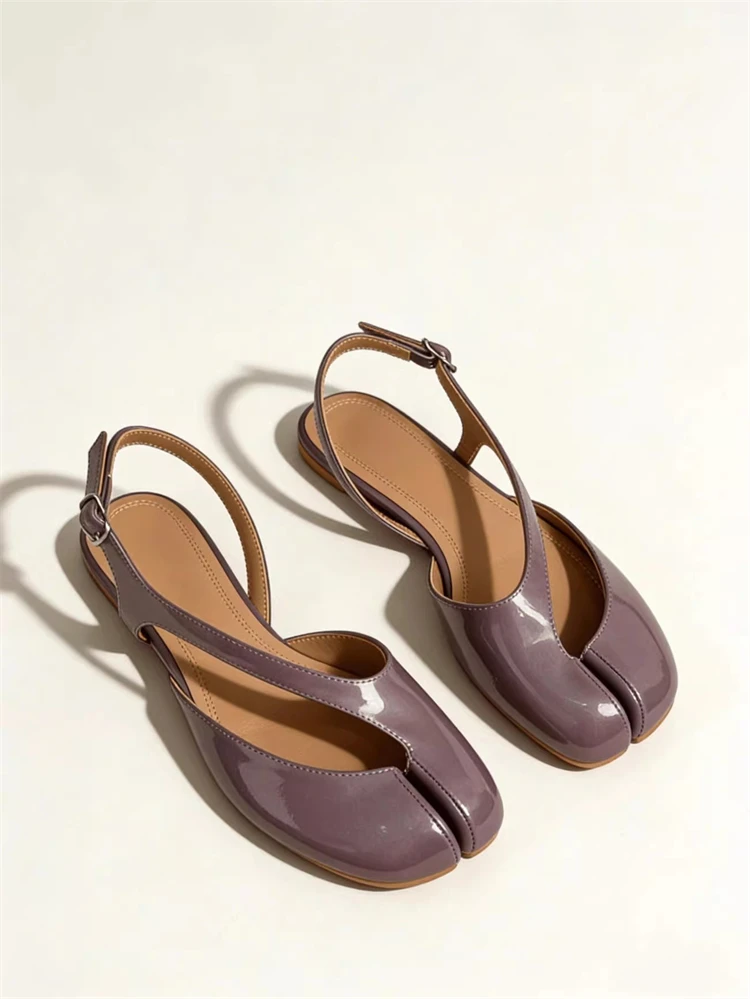 UNITYPUREMAX™ Luxury Patent Leather Tabi Split Toe Flat Sandals for Women 8