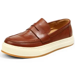 UNITYPUREMAX™ Vintage Handmade Genuine Leather Men's Platform Loafers with Metal Toe Cap 1