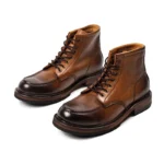 Men's Handmade Genuine Leather Motorcycle Ankle Boots | Retro Moc-Toe Lace-Up | UNITYPUREMAX™ 4