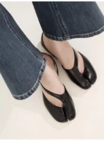 UNITYPUREMAX™ Luxury Patent Leather Tabi Split Toe Flat Sandals for Women 10