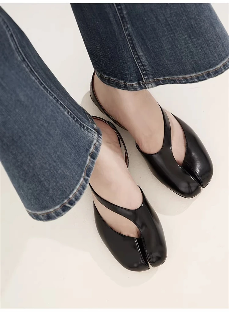 UNITYPUREMAX™ Luxury Patent Leather Tabi Split Toe Flat Sandals for Women 10