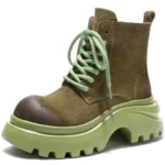 UNITYPUREMAX™ Women's Handmade Cow Suede Platform Wedge Ankle Booties | Ethnic Style 1