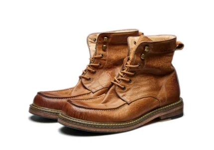 Men's Handmade Genuine Leather Moc-Toe Motorcycle Boots | British Retro High Top | UNITYPUREMAX™ 7