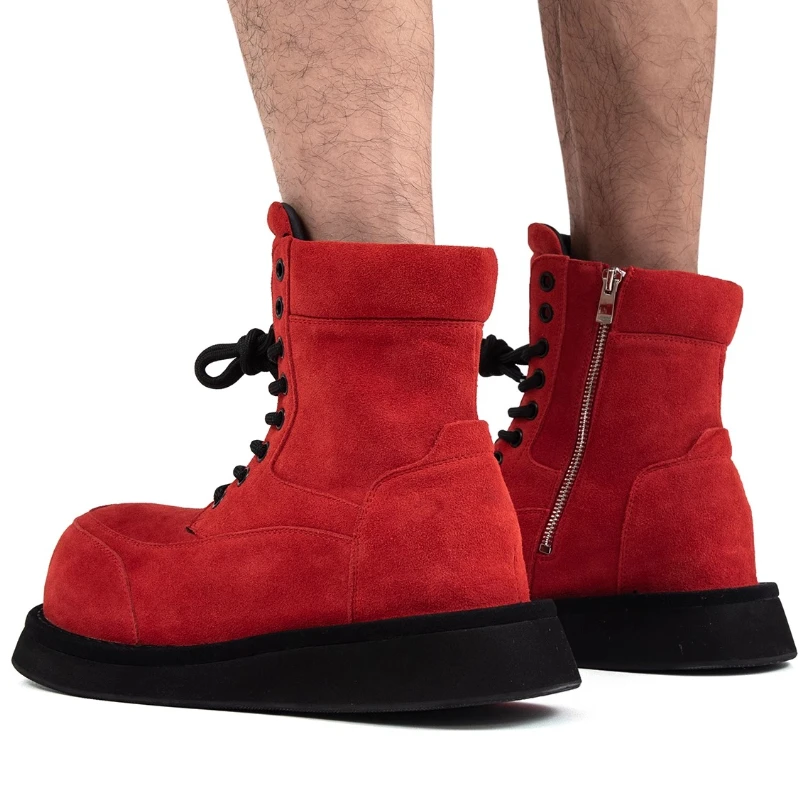UNITYPUREMAX™ Red Cow Suede Men's Casual Shoes - Wide Version Height-Increasing Tooling Style 5