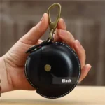 Handcrafted Round Genuine Cowhide Leather Pouch | Earphone Case & Coin Purse | UNITYPUREMAX™ 3
