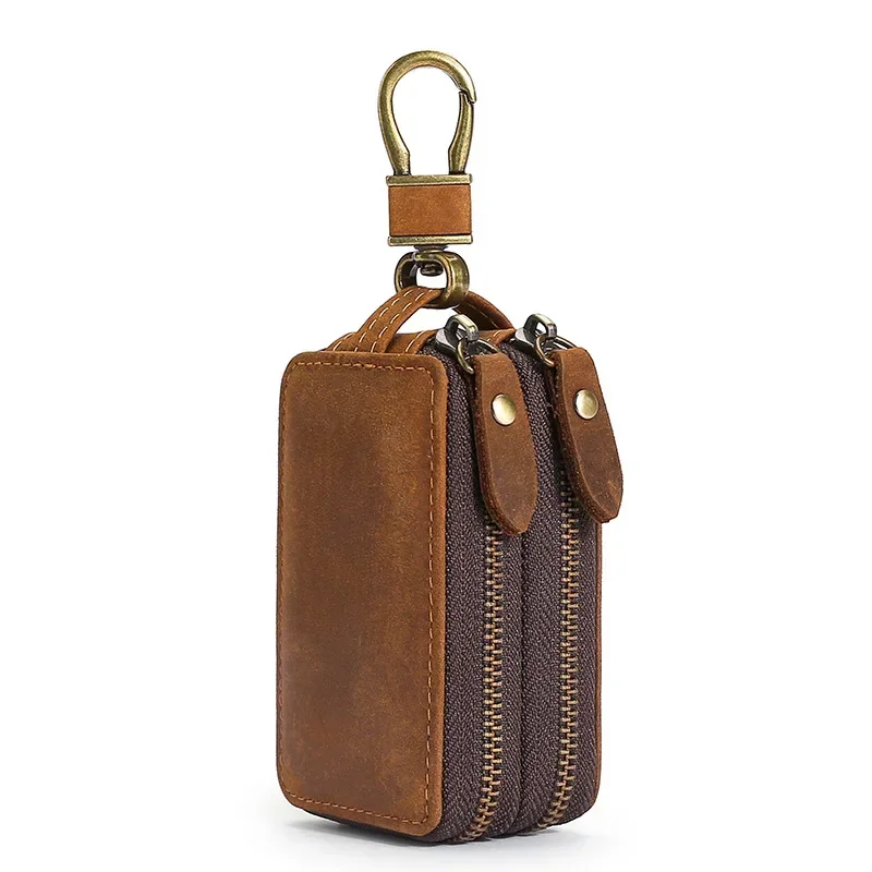 Men's & Women's Crazy Horse Leather Car Key Pouch Wallet | Double Zipper Keychain Organiser | UNITYPUREMAX™ 11 Men's & Women's Crazy Horse Leather Car Key Pouch Wallet | Double Zipper Keychain Organiser | UNITYPUREMAX™ 11