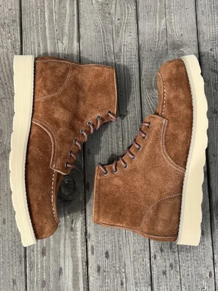 Men's Handmade Cow Suede Moc-Toe Work Boots | Platform Rubber Sole | UNITYPUREMAX™ 2