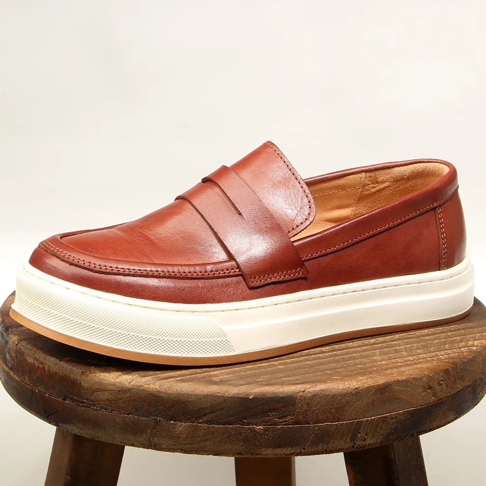UNITYPUREMAX™ Vintage Handmade Genuine Leather Men's Platform Loafers with Metal Toe Cap 5