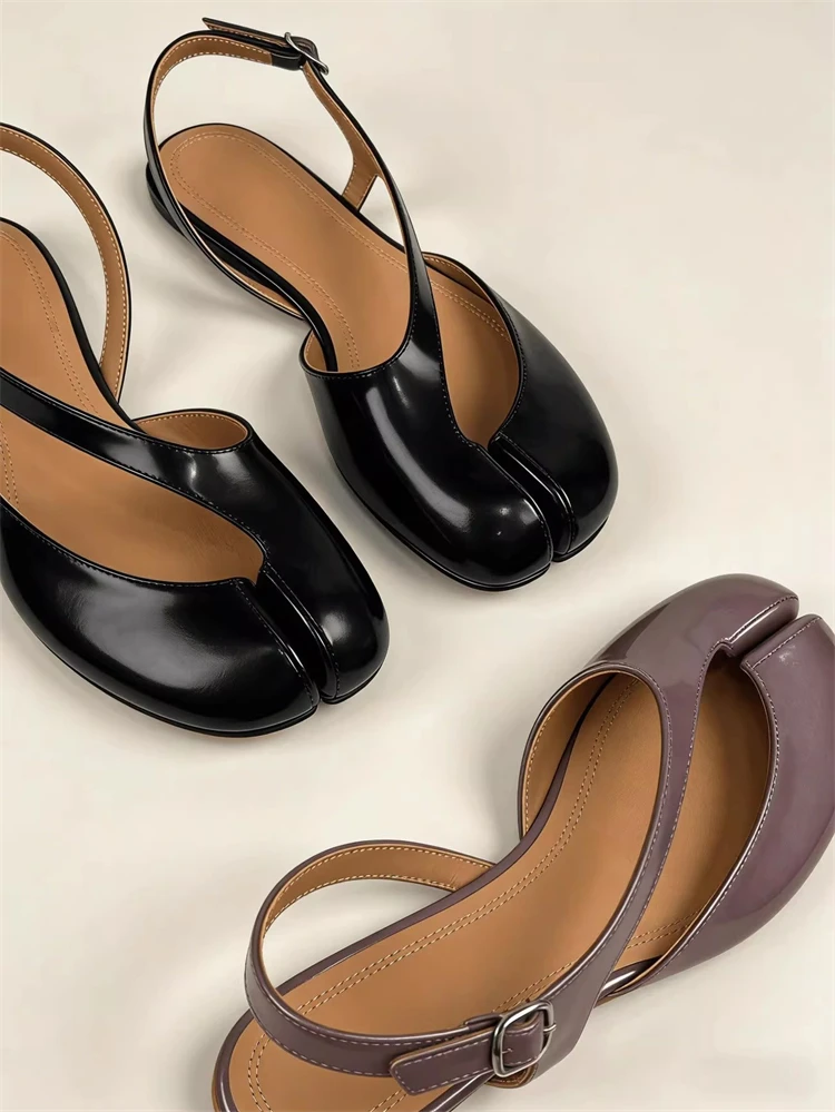UNITYPUREMAX™ Luxury Patent Leather Tabi Split Toe Flat Sandals for Women 4