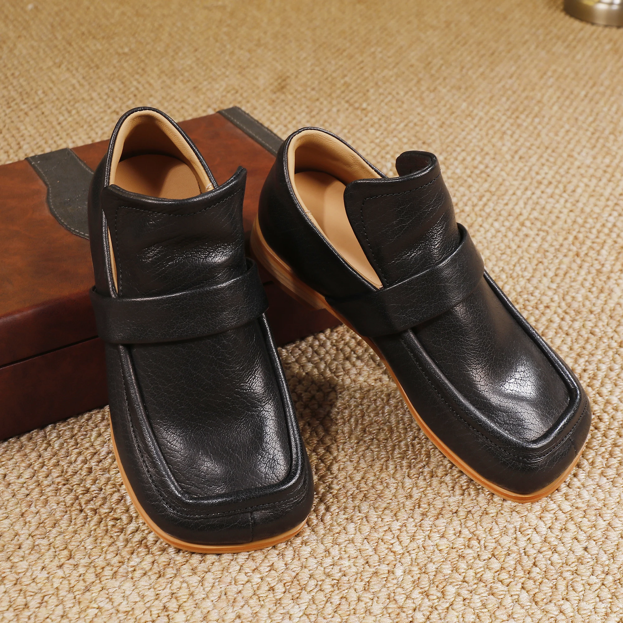 UNITYPUREMAX™ Genuine Leather British Style Square Toe Women's Loafers 6