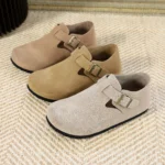 Unisex Genuine Suede Leather Closed Toe Clogs | Cork T-Bar Flat Slippers | UNITYPUREMAX™
