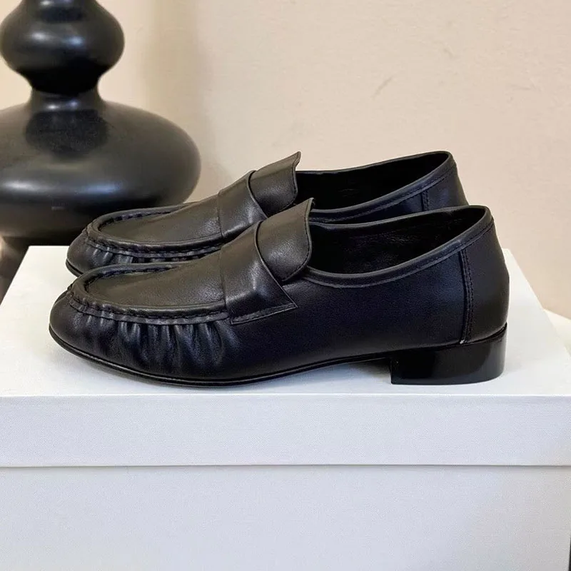 UNITYPUREMAX™ Genuine Leather Pleated Design Women's Loafers 6