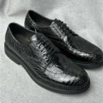 UNITYPUREMAX™ Classical Genuine Crocodile Skin Men's Derby Brogue Dress Shoes - Black 3
