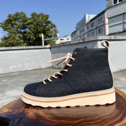 UNITYPUREMAX™ Super Quality Handmade Goodyear Welted Boots - Italian Veg-Tanned Leather Raw Denim 2