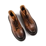 Men's Handmade Genuine Leather Motorcycle Ankle Boots | Retro Moc-Toe Lace-Up | UNITYPUREMAX™ 5