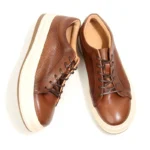 Men's 100% Genuine Washed Horsehide Leather Sneakers | Perforated Platform Casual | UNITYPUREMAX™ 3