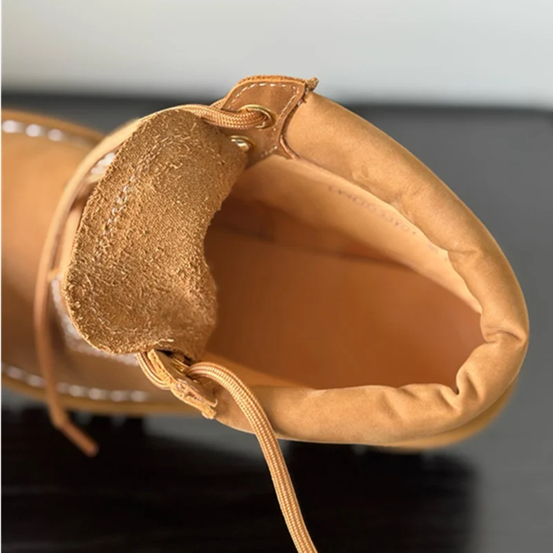 UNITYPUREMAX™ Nordic Minimalist Khaki Cow Leather Winter Snow Boots for Women 5
