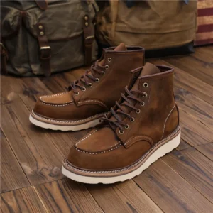 UNITYPUREMAX™ 1907 Vintage Handmade Cow Leather Motorcycle Ankle Boots - British Style Wings 1