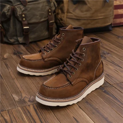 UNITYPUREMAX™ 1907 Vintage Handmade Cow Leather Motorcycle Ankle Boots - British Style Wings 1