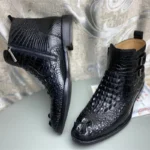 UNITYPUREMAX™ Authentic Crocodile Skin Men's High-Top Ankle Boots - Winter ZIP Chelsea Black 5