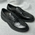 UNITYPUREMAX™ Classical Genuine Crocodile Skin Men's Derby Brogue Dress Shoes - Black 4