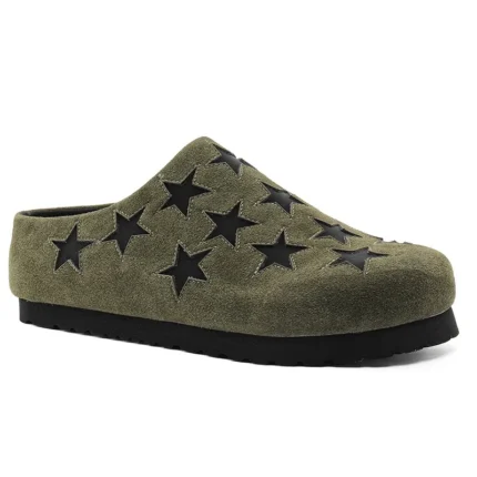 Men's & Women's Cow Suede Star Appliqué Clogs | Cork Footbed Anti-Slip Mules | UNITYPUREMAX™ 1