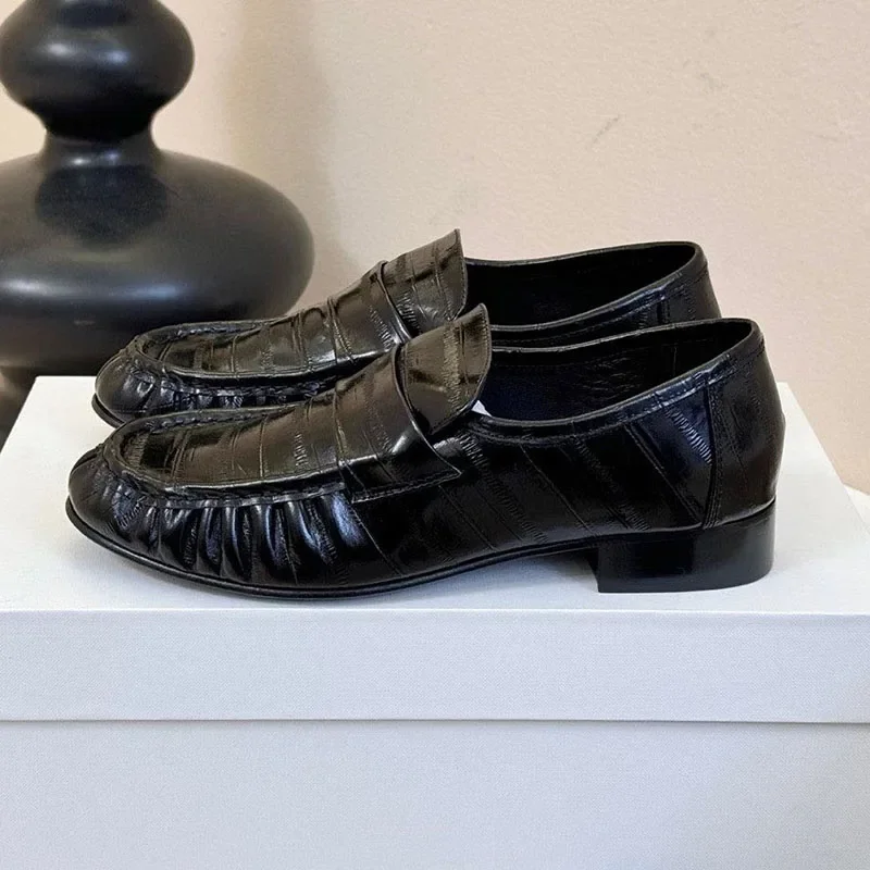 UNITYPUREMAX™ Genuine Leather Pleated Design Women's Loafers 3
