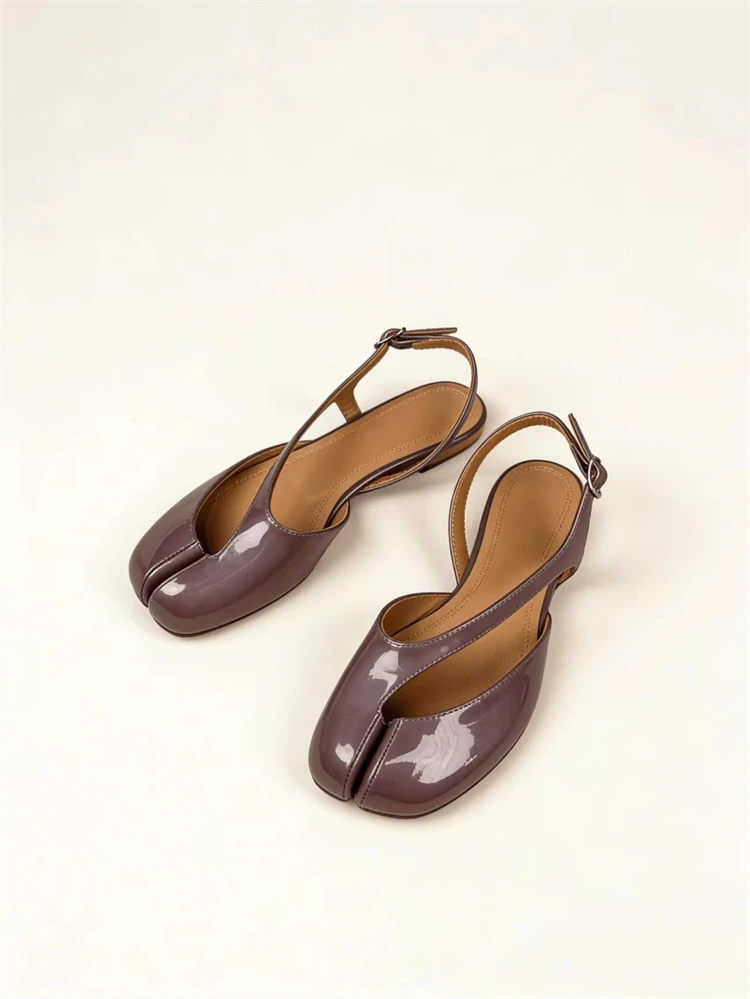 UNITYPUREMAX™ Luxury Patent Leather Tabi Split Toe Flat Sandals for Women 9
