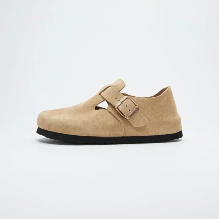 Women's Cow Suede T-Bar Buckle Mules | Cork Footbed Arch Support Clogs | UNITYPUREMAX™ 2