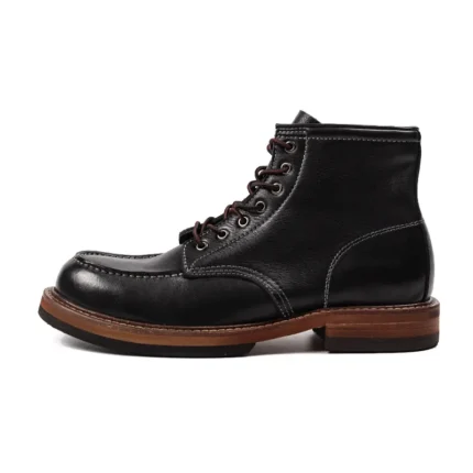Men's Handmade Genuine Leather Motorcycle Ankle Boots | Retro Moc-Toe Lace-Up | UNITYPUREMAX™ 1