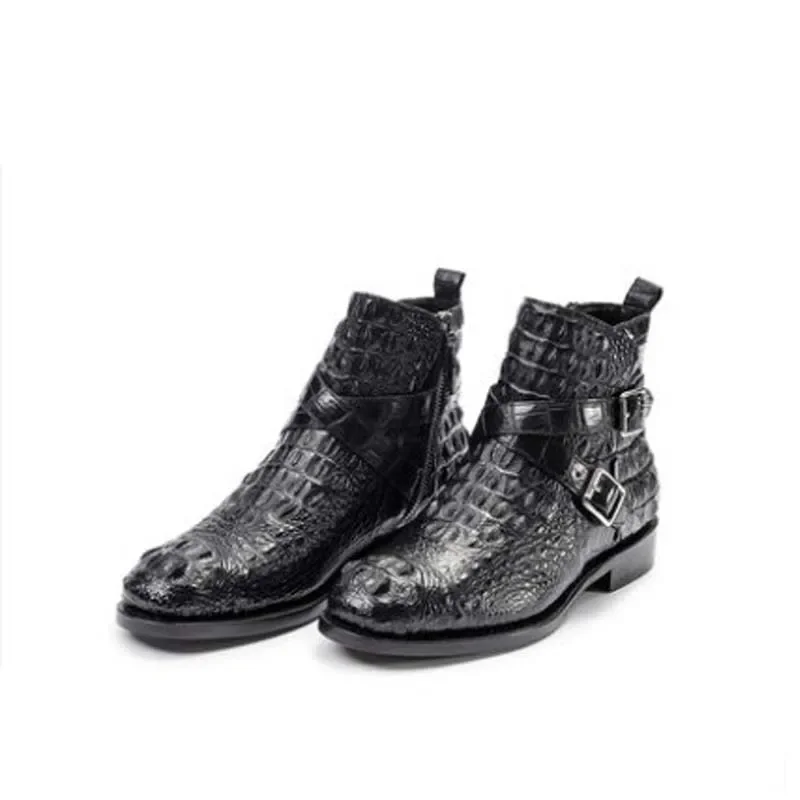 UNITYPUREMAX™ Genuine Crocodile Leather Men's Winter Boots - British Style Mid-Calf UNITYPUREMAX™ Genuine Crocodile Leather Men's Winter Boots - British Style Mid-Calf