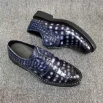 UNITYPUREMAX™ Authentic Crocodile Skin Men's Derby Shoes - Hand-Painted Gradient Gray Exotic Alligator Leather Male Lace-up Oxfords 1