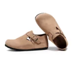 Unisex Genuine Suede Leather Closed Toe Clogs | Cork T-Bar Flat Slippers | UNITYPUREMAX™