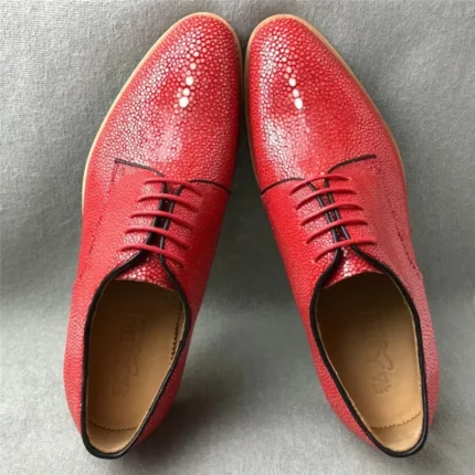 UNITYPUREMAXâ„¢ Authentic Stingray Skin Men's Oxford Dress Shoes - Fashion Red Blue 1