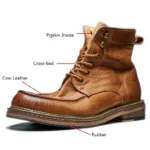 Men's Handmade Genuine Leather Moc-Toe Motorcycle Boots | British Retro High Top | UNITYPUREMAX™ 2