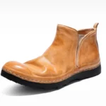 Pure Hand-Sewn Washed Men's Horseskin Chelsea Boots – British Retro Goodyear Thick Soled Short Boots