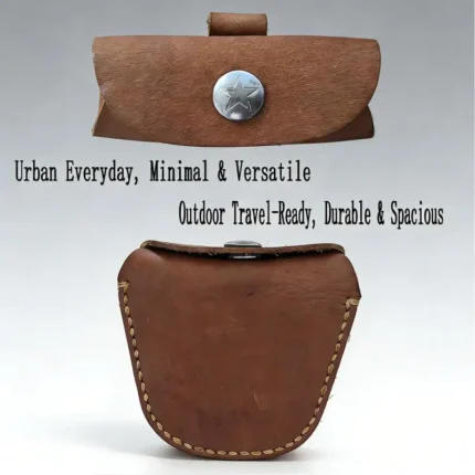 Hand-Sewn Crazy Horse Leather Belt Pouch | Coin Change Storage Box | UNITYPUREMAX™ 2