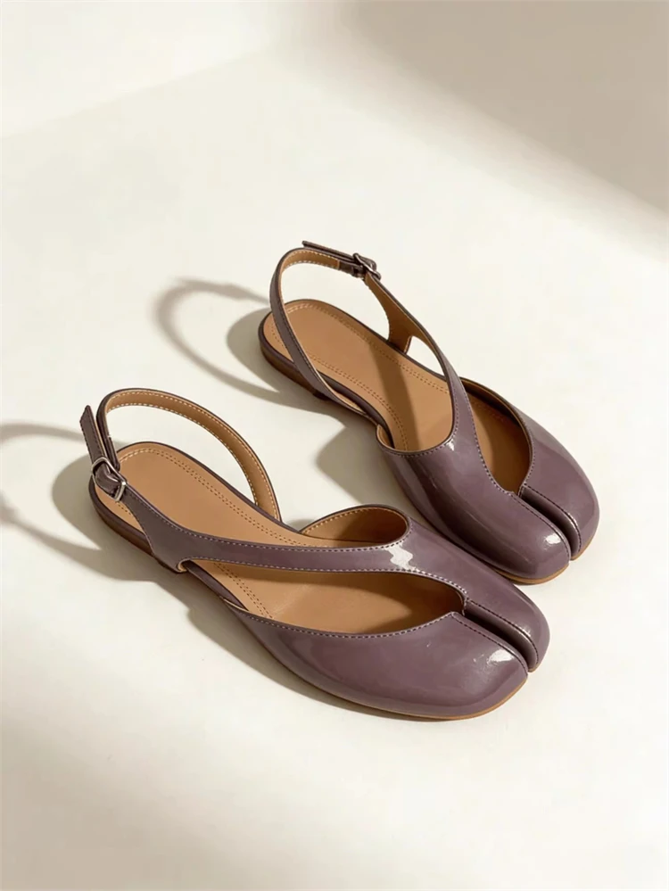 UNITYPUREMAX™ Luxury Patent Leather Tabi Split Toe Flat Sandals for Women 7