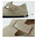 Women's Cow Suede T-Bar Buckle Mules | Cork Footbed Arch Support Clogs | UNITYPUREMAX™ 5