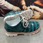 UNITYPUREMAX™ Authentic Crocodile Skin Men's Derby Dress Shoes - Hand-Painted Green 3