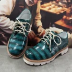 UNITYPUREMAX™ Authentic Crocodile Skin Men's Derby Dress Shoes - Hand-Painted Green 4